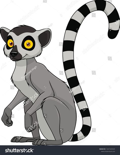 Cartoon animals for kids. Little cute lemur vector illustration image ...