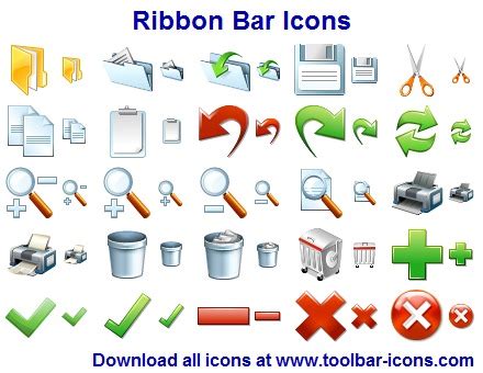 Ribbon Bar Icon Set - Disegno professionale cercando nastro basati su ...