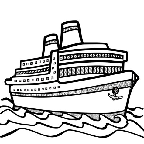 Line art vector drawing of large cruise ship | Free SVG