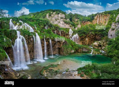 Plitvice, Croatia - Beautiful waterfalls of Plitvice Lakes (Plitvička jezera) in Plitvice ...