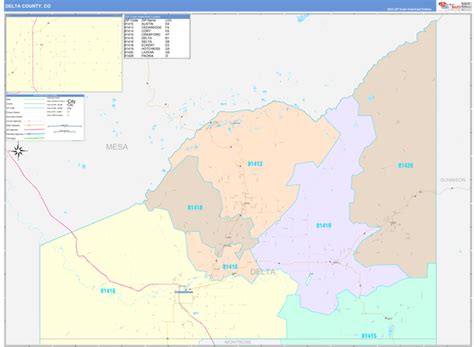 Delta County, CO Wall Map Color Cast Style by MarketMAPS - MapSales