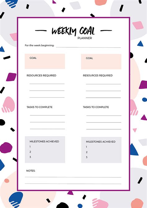 Newsletter freebie - weekly goal setting printable – Make and Tell