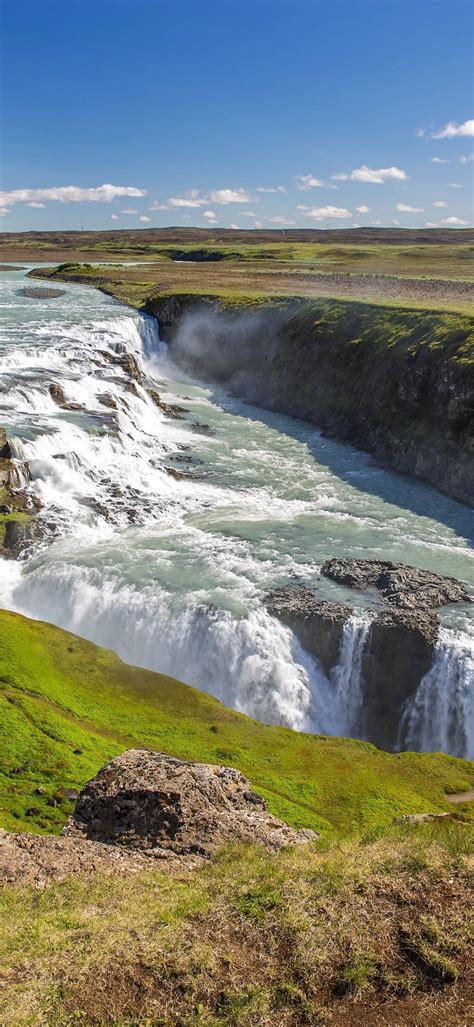 Gullfoss Waterfall In Iceland HD Wallpaper - [1080x2340]