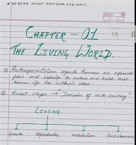 Class 11th biology chapter 01: THE LIVING WORLD NCERT Handwritten Notes – Shop Handwritten Notes ...