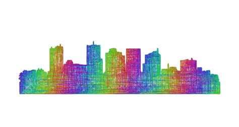 Phoenix Skyline Silhouette Multicolor Line Art Skyline Scape Phoenix ...