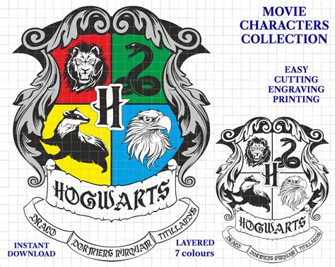 Hogwarts SVG logo emblem vector file layered Cricut Silhouette | Etsy