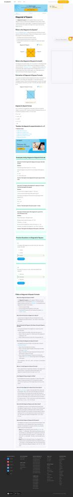 13 Diagonal of Square - Formula, Properties, Examples