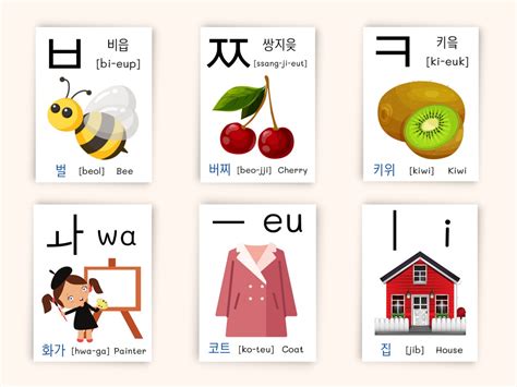 Korean Flashcards Consonants Vowels & Numbers Printable | Etsy