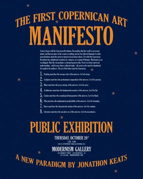 MODERNISM : ARTISTS : Jonathon KEATS : The First Copernican Art Manifesto