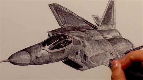 Drawing F-22 Raptor Fighter Aircraft with Ballpoint Pen - YouTube