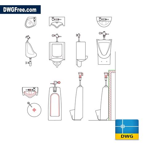 Сlassic urinal DWG - Download Autocad Blocks Model. AutoCad