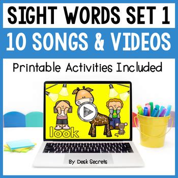 Sight Word Songs With Videos | Writing Activities & More | Set 1