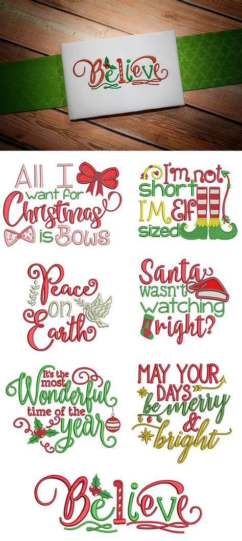 Christmas Word Art Set 2 | Christmas embroidery designs, Sewing ...