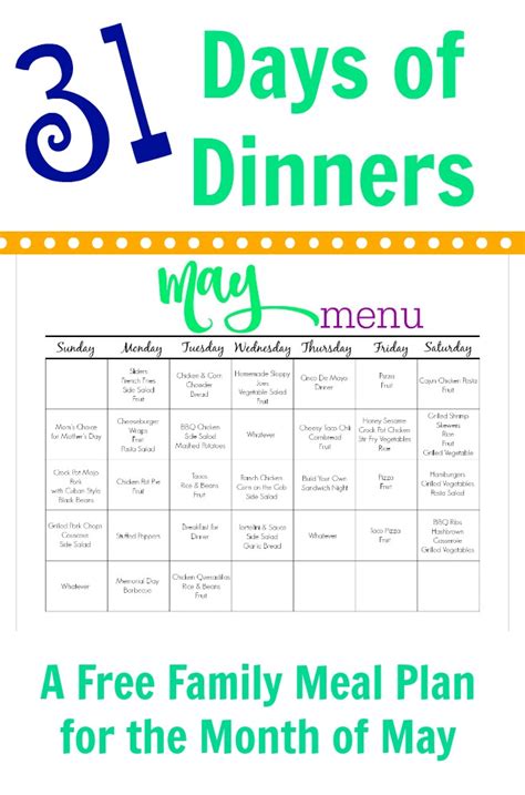 May Meal Plan for Families (& Free Printable) - The Chirping Moms