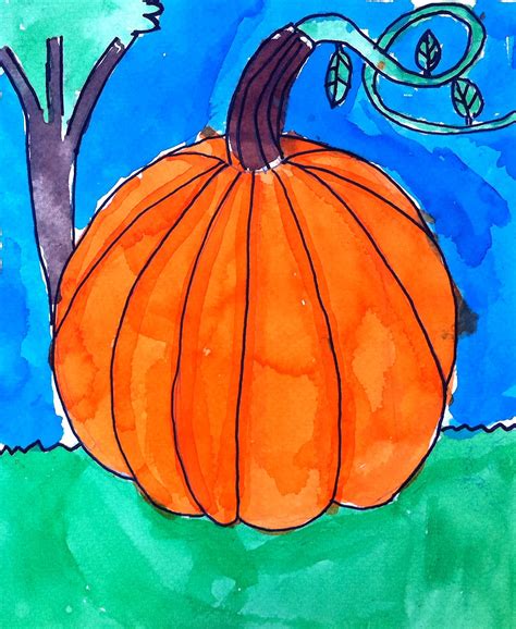 Watercolor Pumpkin | Art Projects for Kids