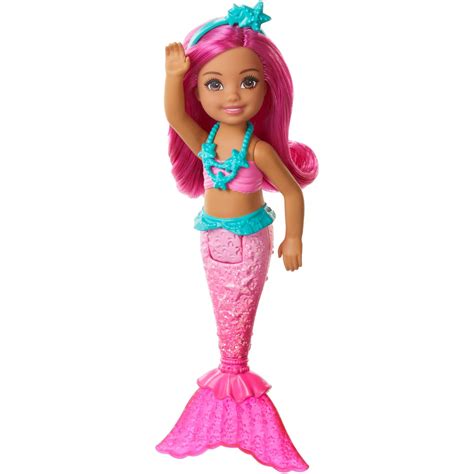 Barbie Dreamtopia Chelsea Mermaid Doll, 6.5-Inch With Pink Hair And Tail