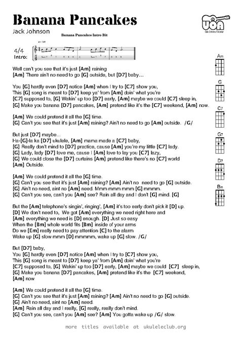 Banana Pancakes - Jack Johnson | Ukulele Club Amsterdam | Ukulele songs, Ukelele songs, Ukulele