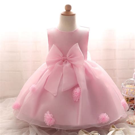 2021 1 Year Old Baby Girl Dress Vintage Princess Big Bow Ball Gown Girls Lace Flower Dresses ...