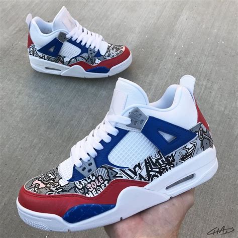 Brit 4's - Custom Hand Painted Jordan retro 4 shoes | Jordan retro 4 ...