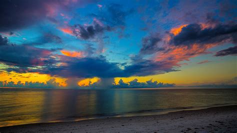 Beach During Sunset Under Blue Dusky Sky 4K HD Nature Wallpapers | HD ...