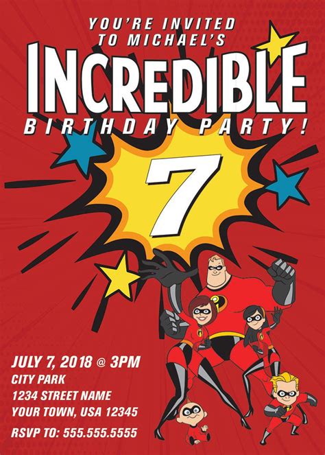 The INCREDIBLES Party Pack Custom Invitation Bottle Labels | Etsy in ...