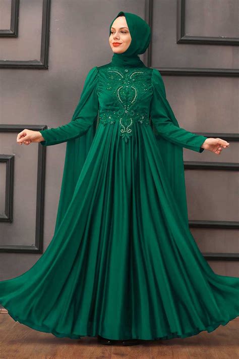 Green Hijab Evening Dress 22001Y - Neva-style.com