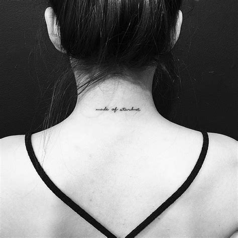 Behind the neck is a perfect place for a short quote. Word Neck Tattoos ...