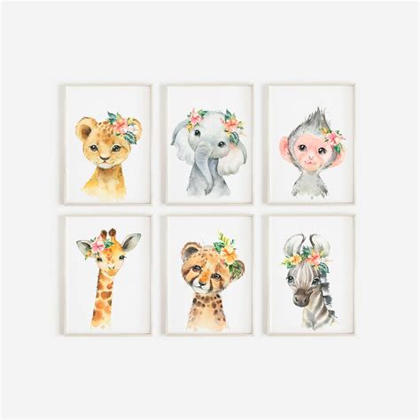 Safari Animals Baby Girls Nursery Set Safari Nursery Decor | Etsy