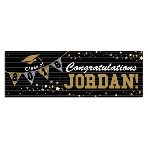 Personalized Graduation Banner---Black and Gold - Graduation - Occasion ...