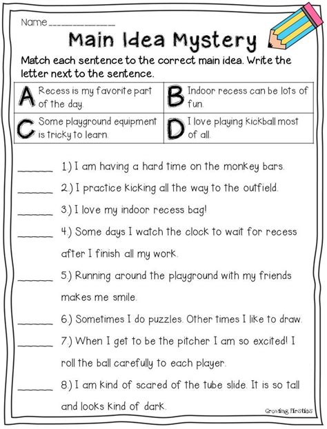 Main Idea And Summary Worksheets