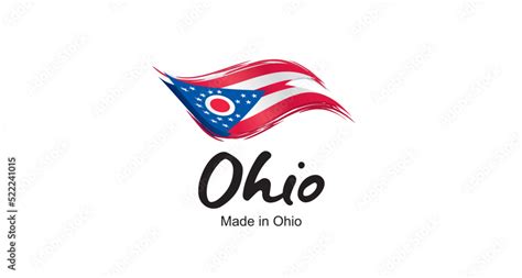 Made in Ohio USA new handwritten flag ribbon typography lettering logo ...