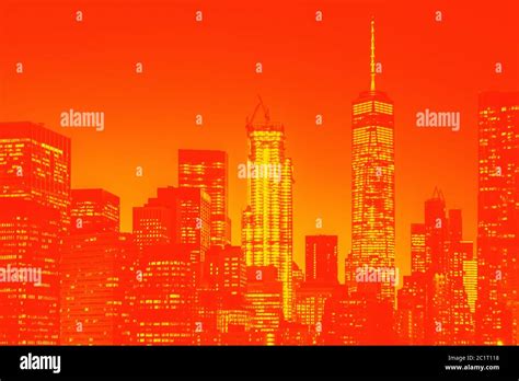 Night view of lower Manhattan skyline Stock Photo - Alamy