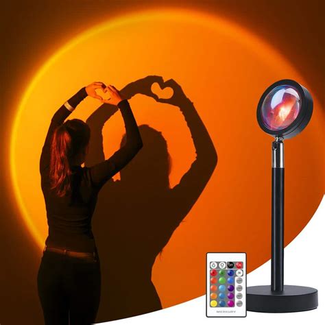 Merkury Innovations Sunset Lamp Multi-Color RGB with Remote, 16 LED ...