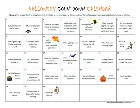 Halloween Countdown Calendar (31 days of fun) - LBPC