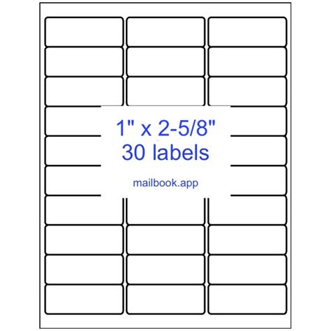 Label template compatible with Avery® 5160® Address Labels - Mailbook