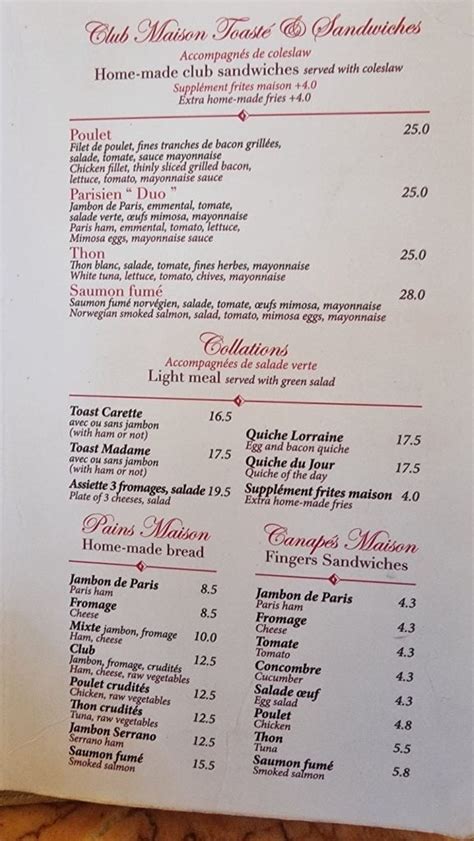 Carette MENU (update July 2024)