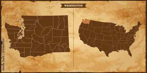 Washington state map, United States of America map with federal states ...