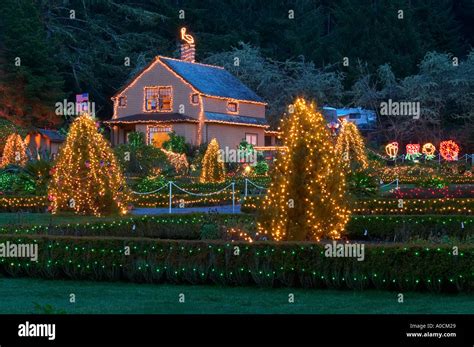 Christmas lights at Shore Acres State Park Oregon Stock Photo - Alamy