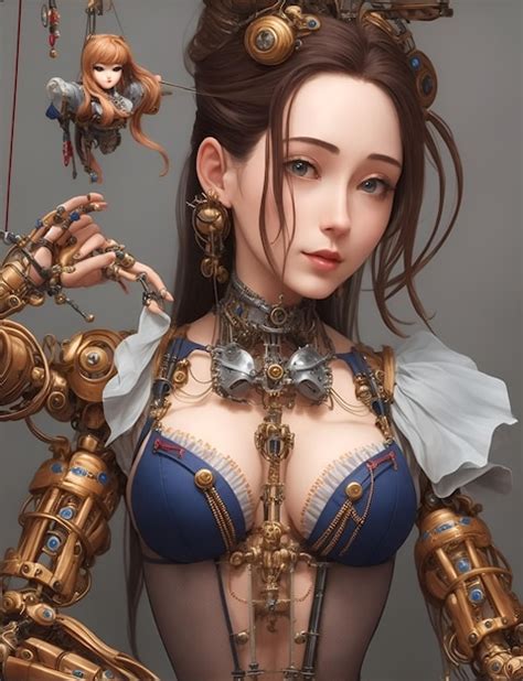 Premium AI Image | Cyborg girl steampunk robot