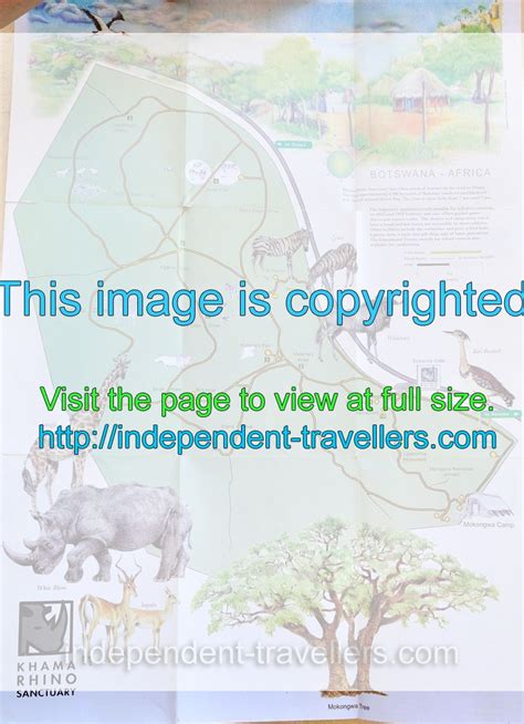 A printed map of Khama Rhino Sanctuary - Khama Rhino Sanctuary in Botswana