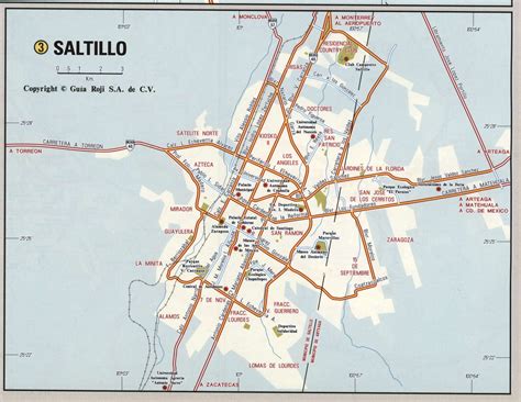 Saltillo city map. Free detailed map of Saltillo city Mexico