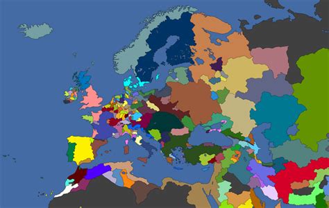 My hi-res map of Europe in 1444 using a different colour scheme. : eu4