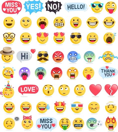 Emoji emoticons symbols icons set. Vector Illustrations 2095019 Vector ...