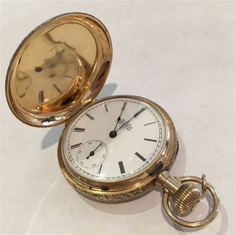 1891 14k Yellow Gold Ladies Elgin Pocket Watch Size 6 Fancy Engraved 7 ...