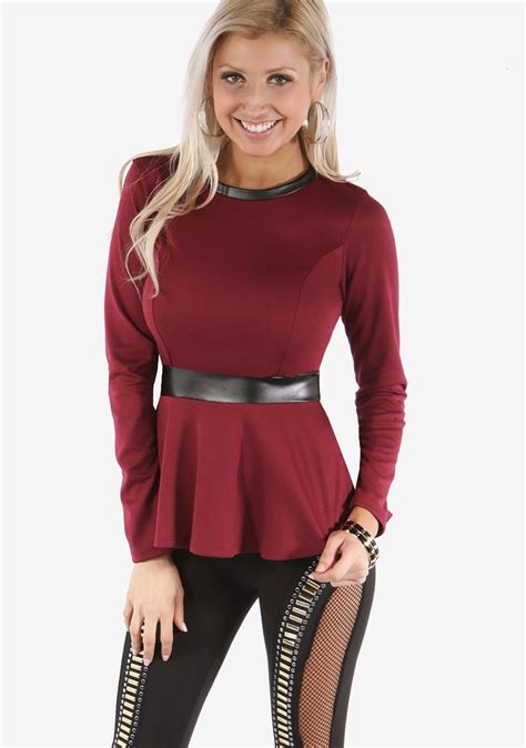 Peplum Top | Peplum top, Tops, Long sleeve blouse