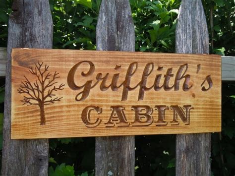 Outdoor Family Name Sign Personalized Custom Carved Cabin Tree