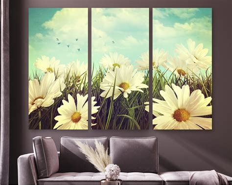 White Daisy Wall Art Flowers Canvas Print Floral Wall Decor - Etsy UK