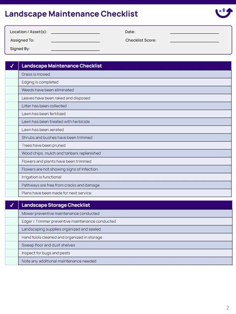 Landscape Maintenance Checklist | Xenia Templates