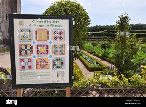 Villandry chateau & gardens, Loire Valley, France August 2019 - layout for the vegetable garden ...