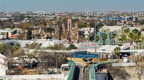 Aerial Shot Of Aduana De Piedras Negras Border Crossing In Mexico From Eagle Pass Texas Stock ...